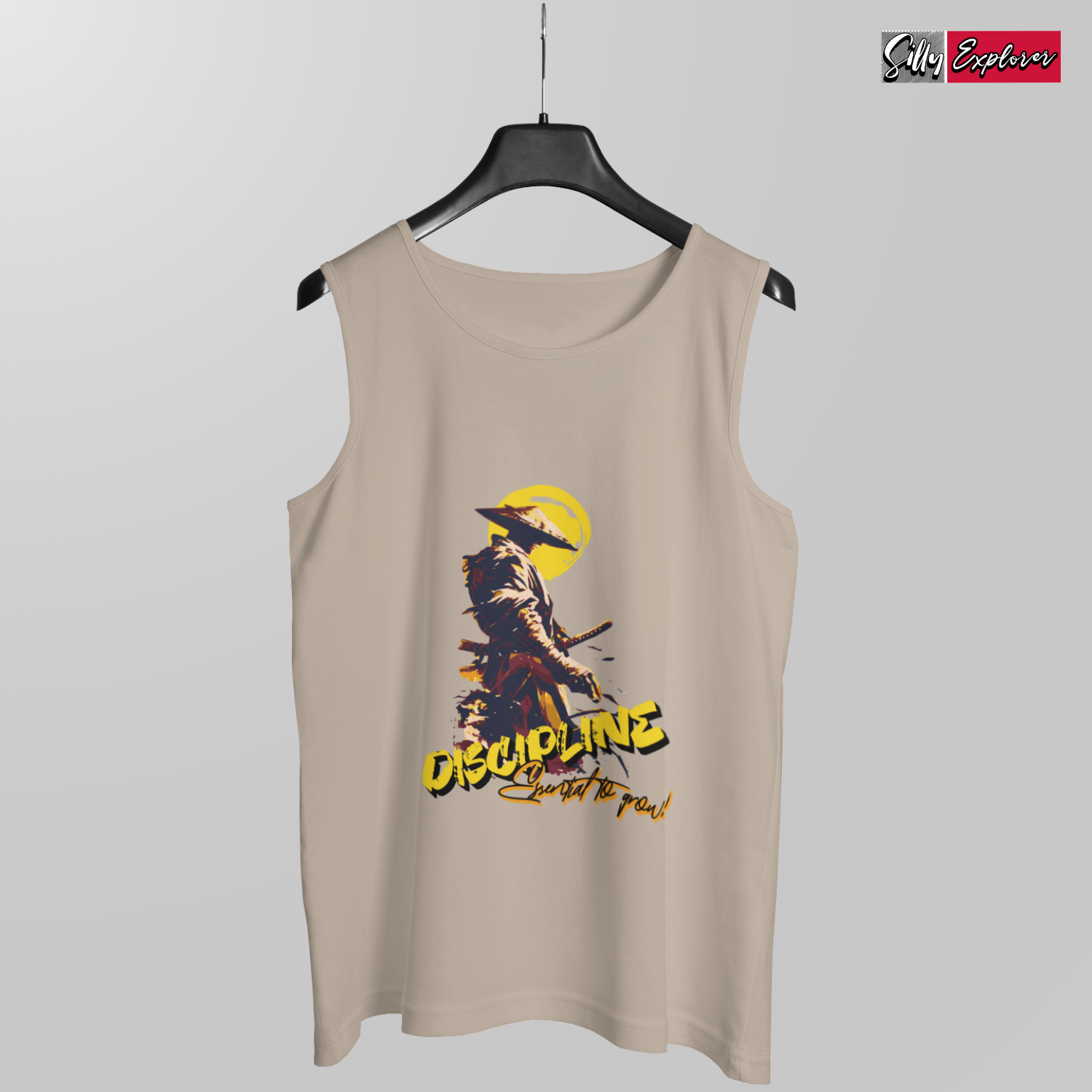 SillyExplorer_Men_Sleeveless_T-Shirt__Grey_Samurai_Discipline