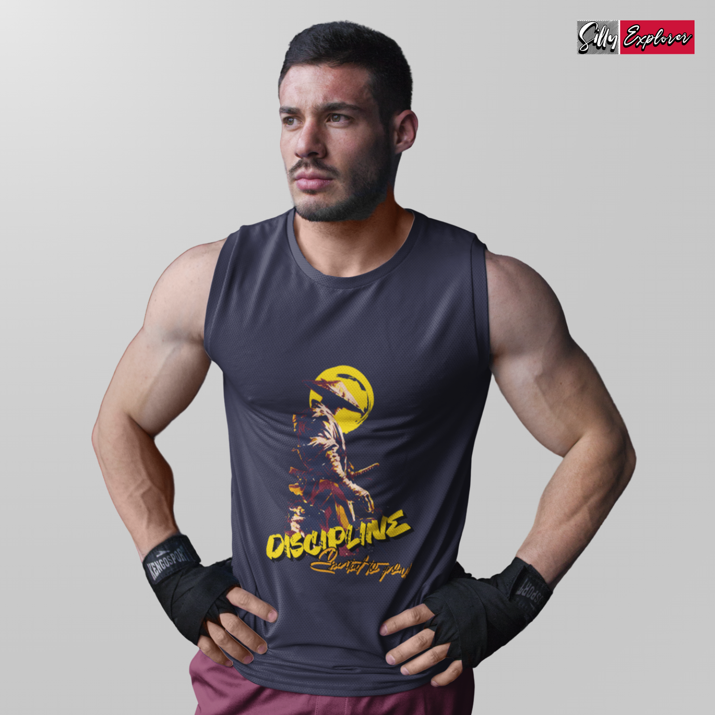 SillyExplorer_Men_Sleeveless_T-Shirt__Navy_Samurai_Discipline