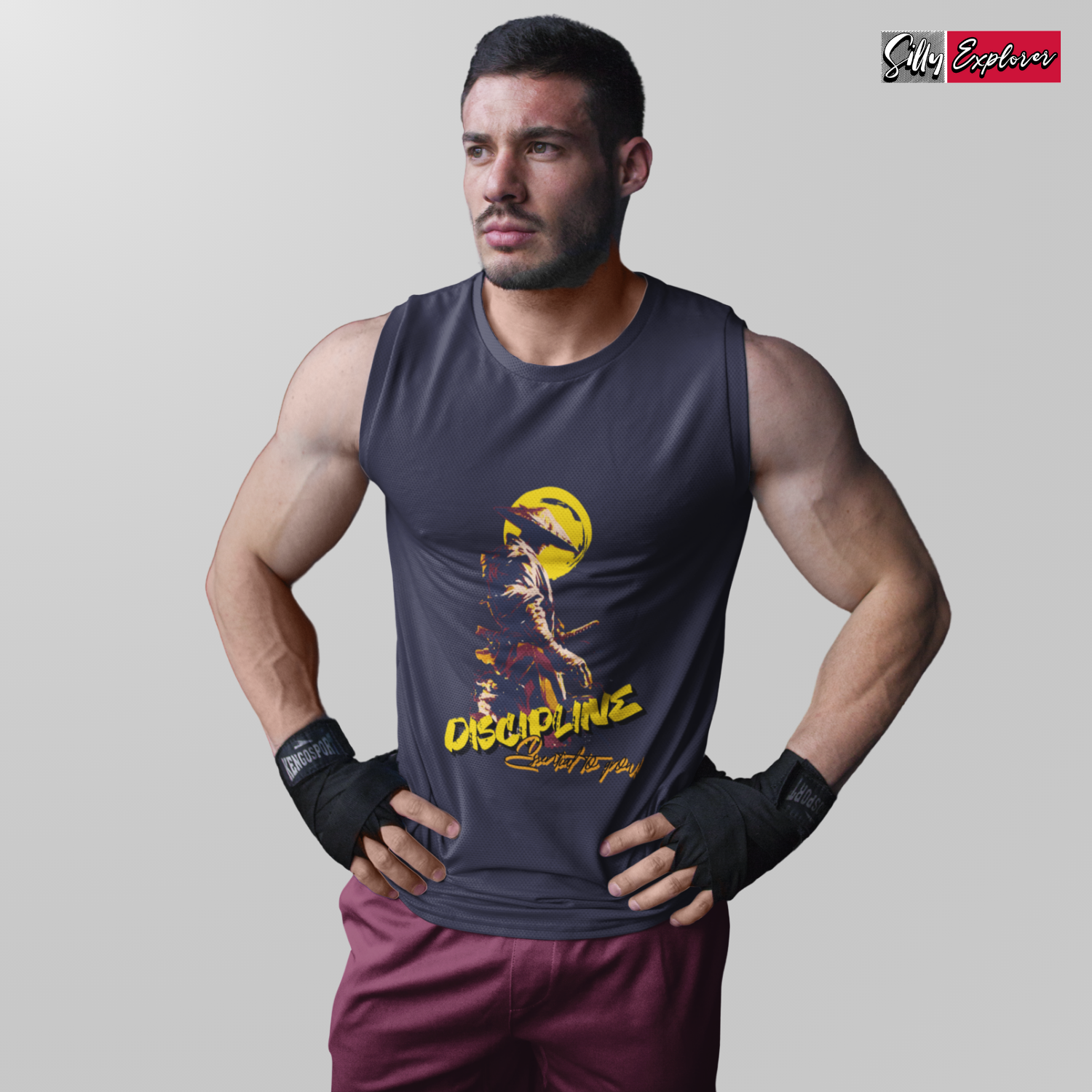 SillyExplorer_Men_Sleeveless_T-Shirt__Navy_Samurai_Discipline