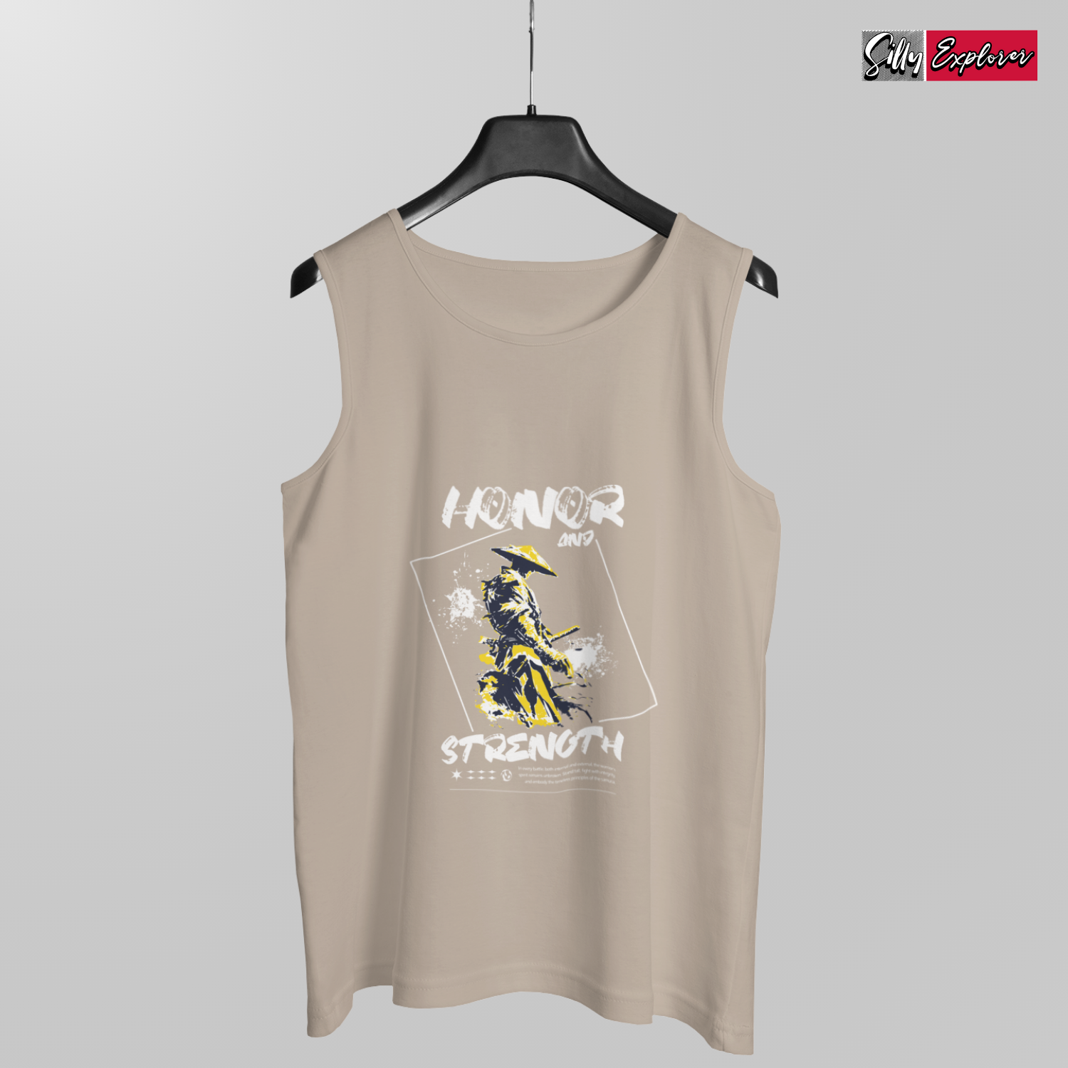 SillyExplorer_Men_Sleeveless_T-Shirt__Grey_Samurai_Honor