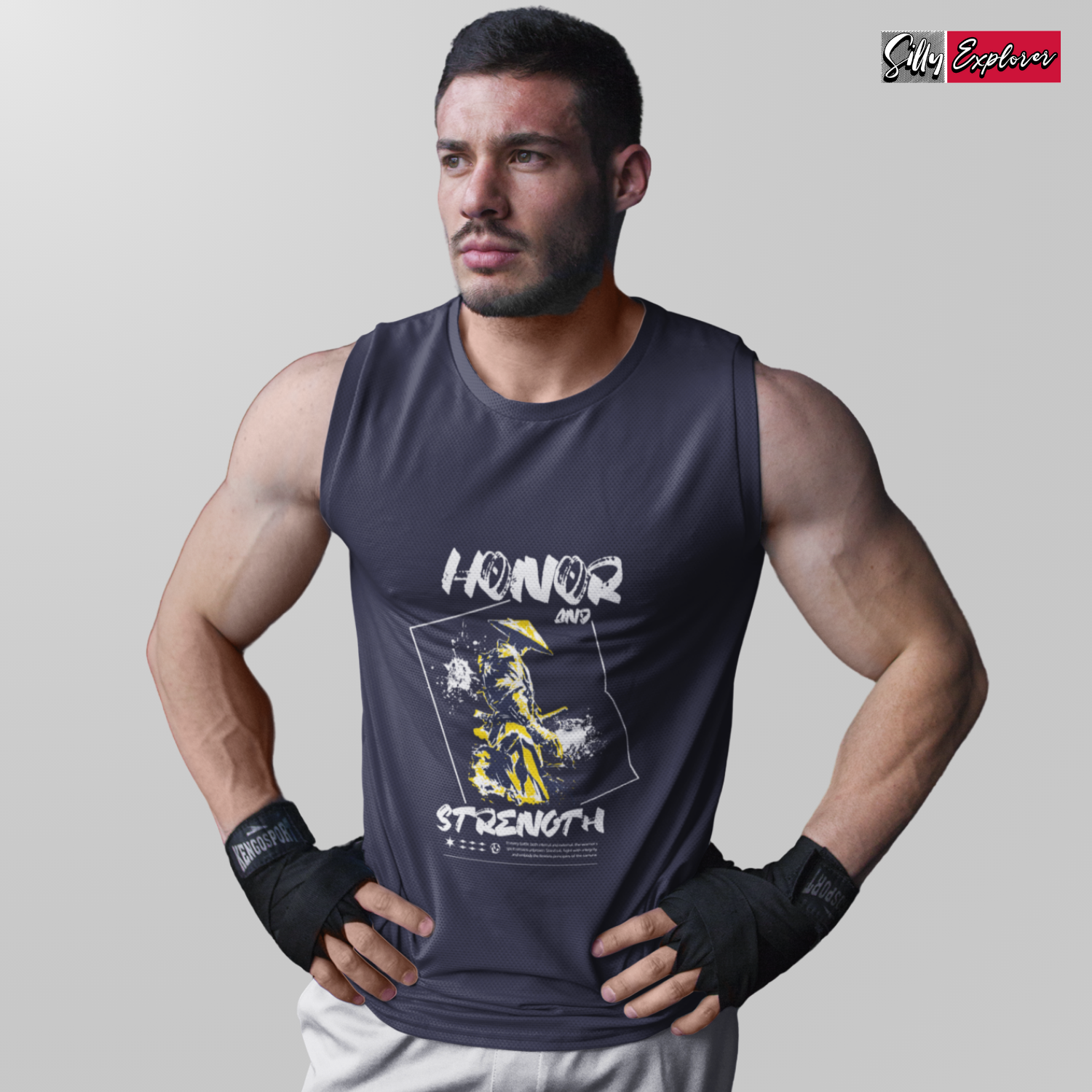 SillyExplorer_Men_Sleeveless_T-Shirt__Navy_Blue_Samurai_Honor