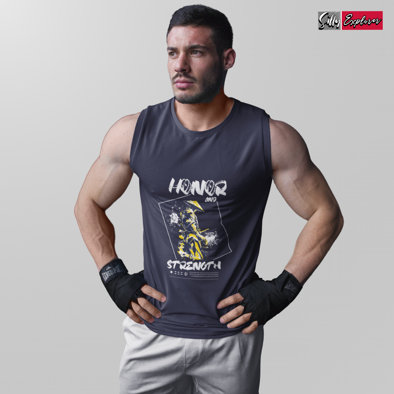 SillyExplorer_Men_Sleeveless_T-Shirt__Navy_Blue_Samurai_Honor