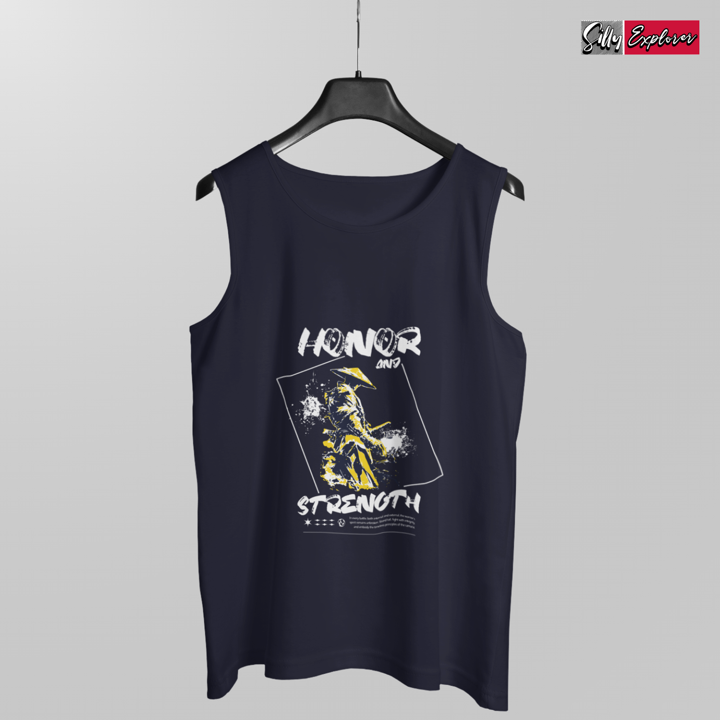 SillyExplorer_Men_Sleeveless_T-Shirt__Navy_Blue_Samurai_Honor