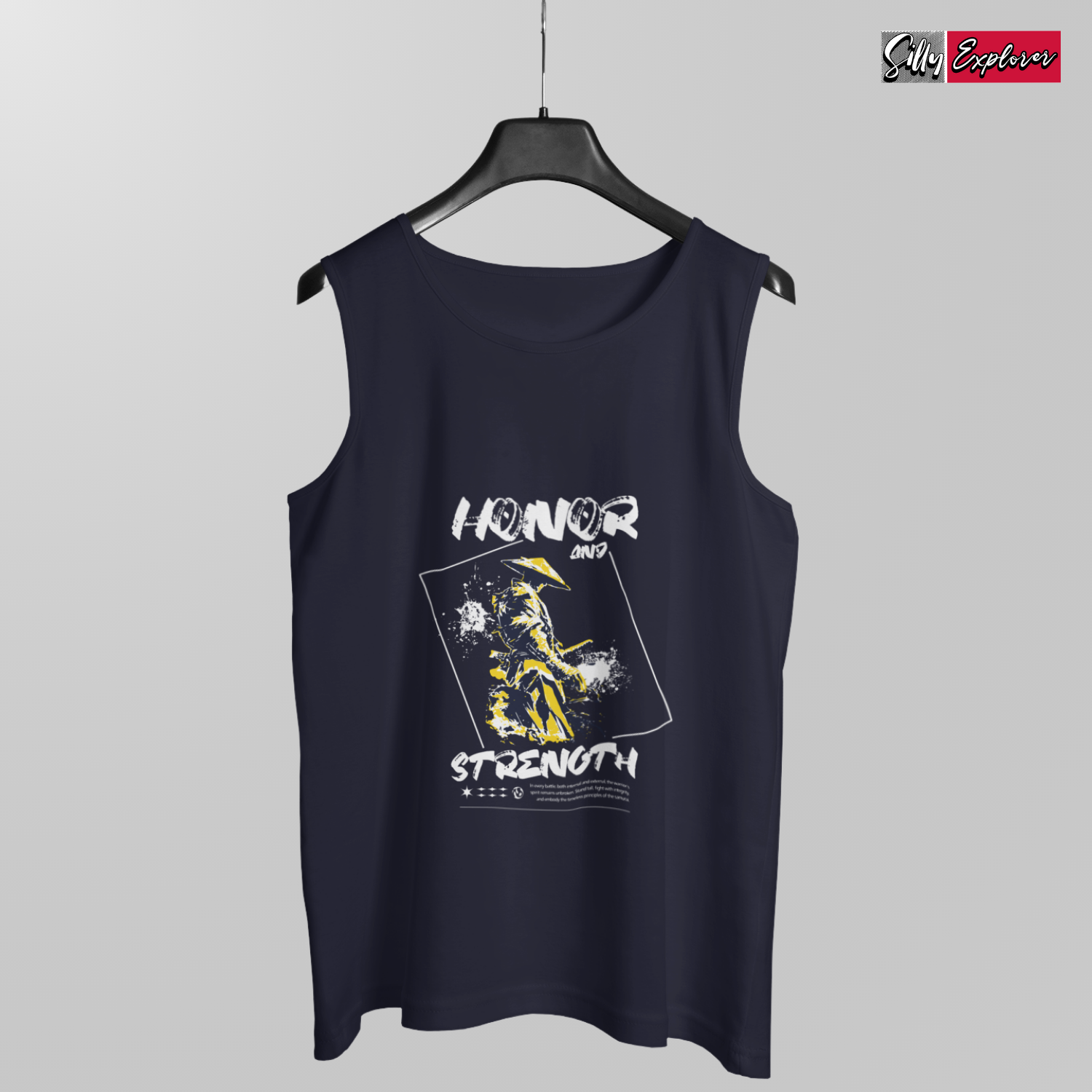 SillyExplorer_Men_Sleeveless_T-Shirt__Navy_Blue_Samurai_Honor