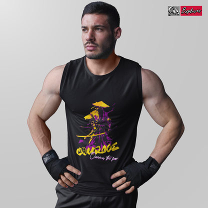 SillyExplorer_Men_Sleeveless_T-Shirt__Black_Samurai_Courage