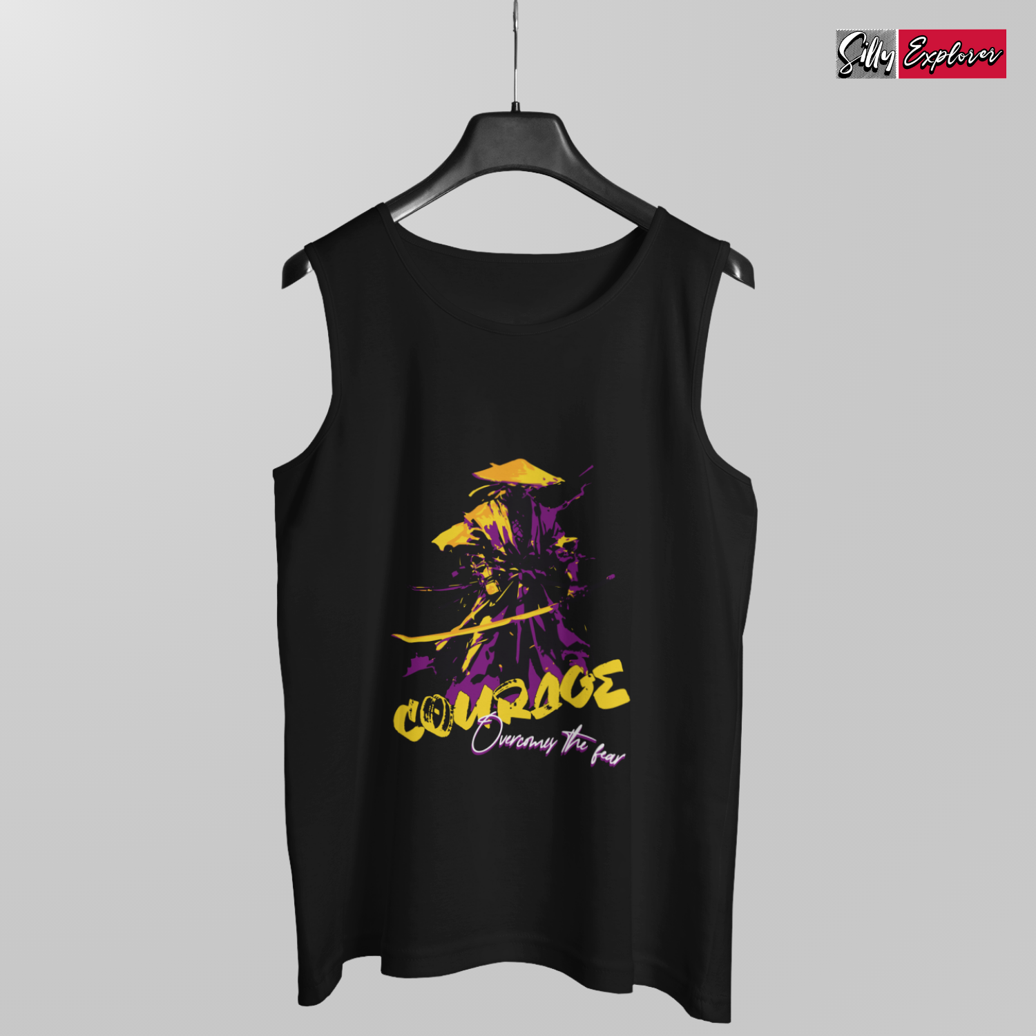 SillyExplorer_Men_Sleeveless_T-Shirt__Black_Samurai_Courage