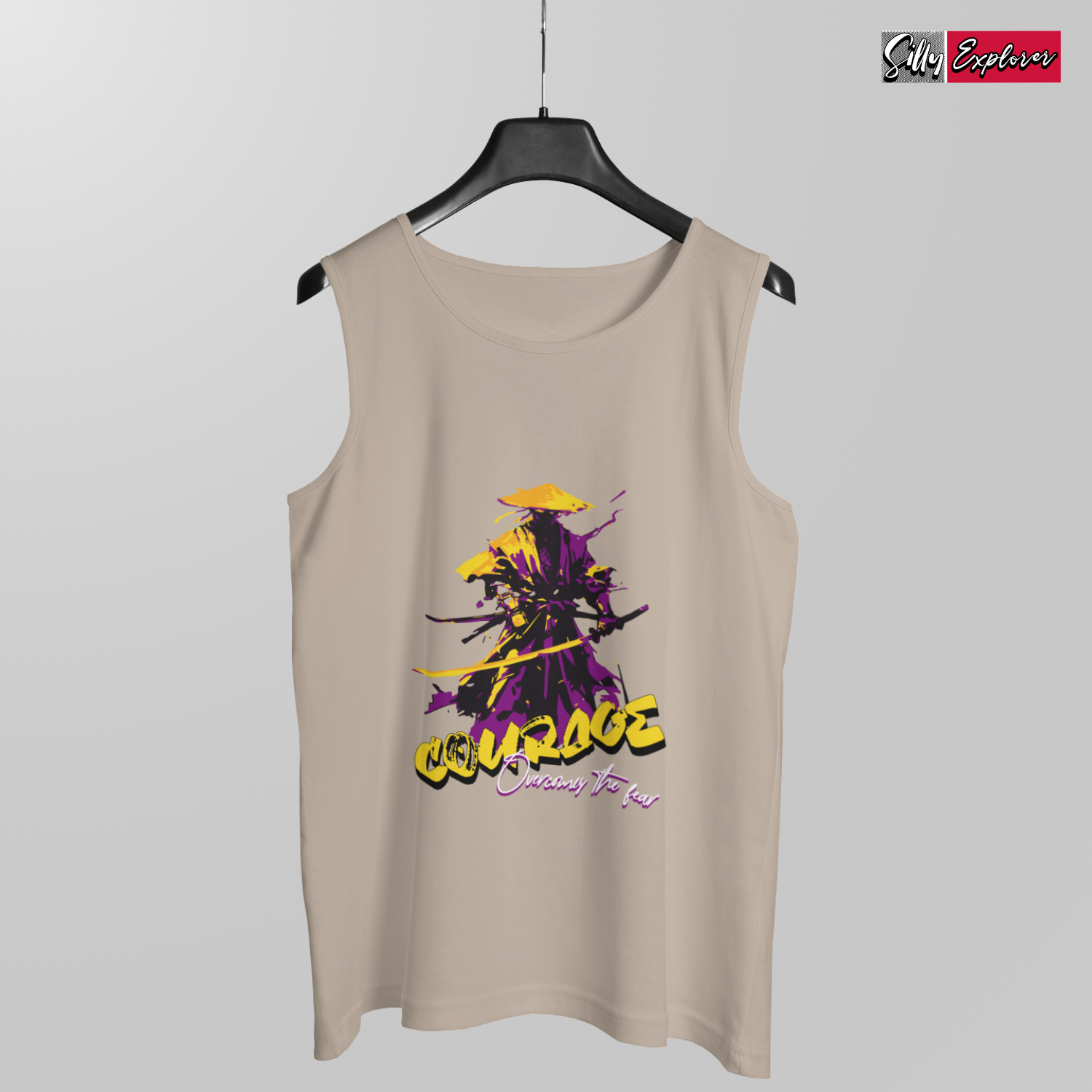SillyExplorer_Men_Sleeveless_T-Shirt__Grey_Samurai_Courage