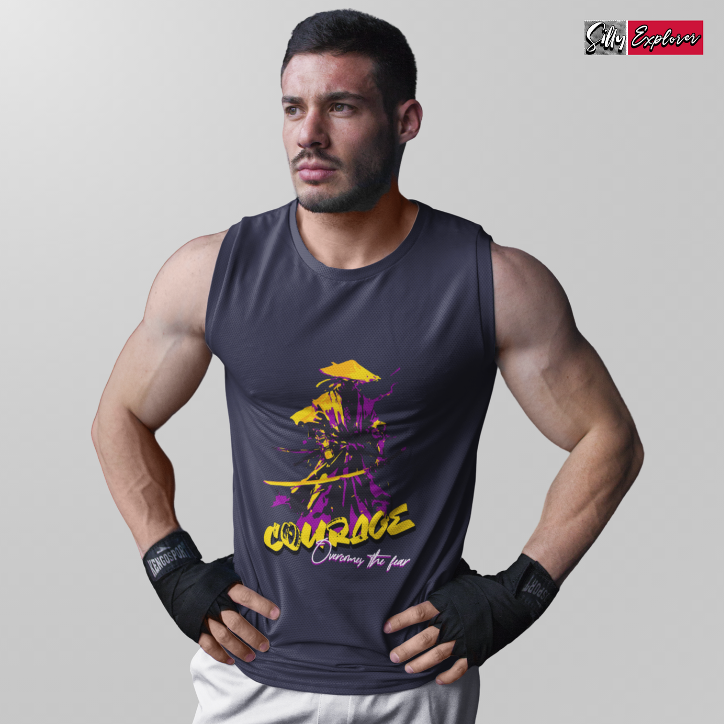 SillyExplorer_Men_Sleeveless_T-Shirt__Navy_Samurai_Courage