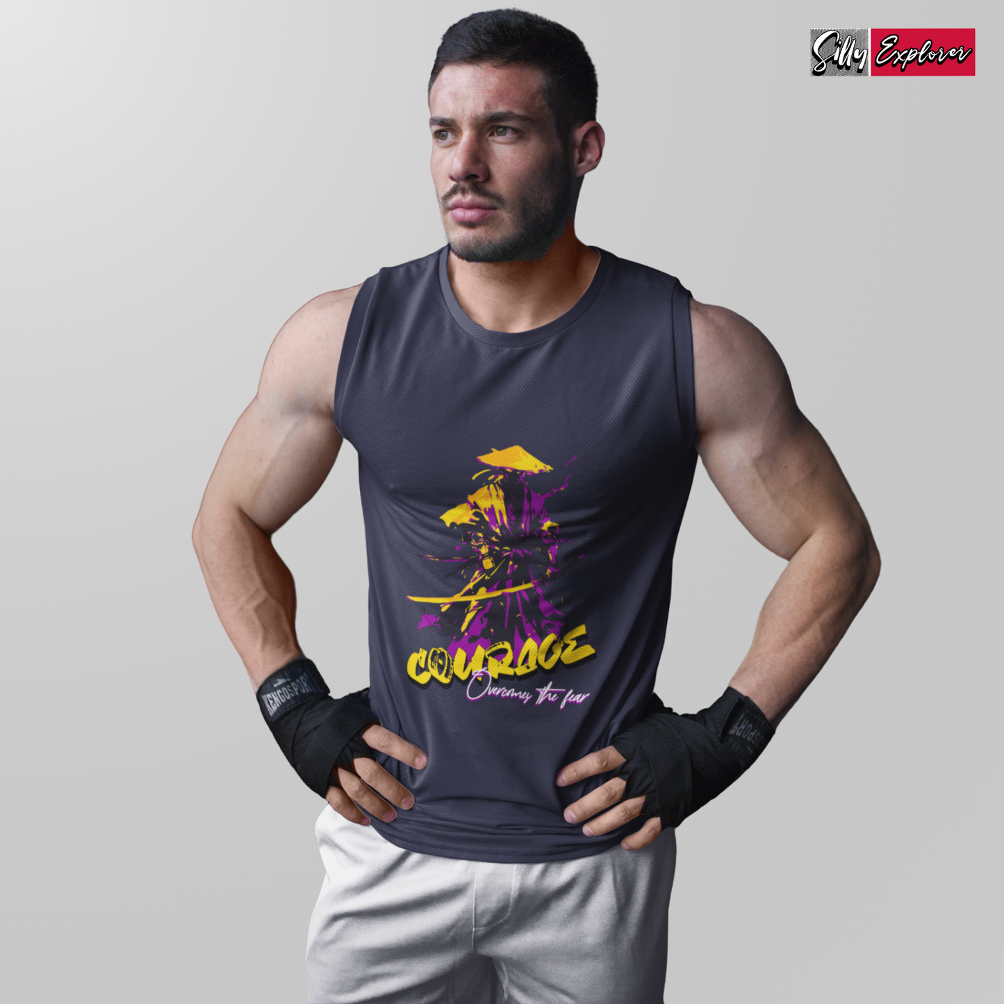SillyExplorer_Men_Sleeveless_T-Shirt__Navy_Samurai_Courage